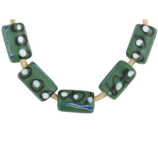Antique African Trade Fancy Old Venetian Glass Beads Wound Lampwork Green