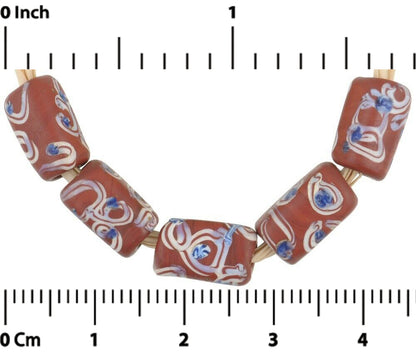 Old African Trade Beads Rectangular Brick Eye Venetian Glass Beads Ghana Trade - alternate view