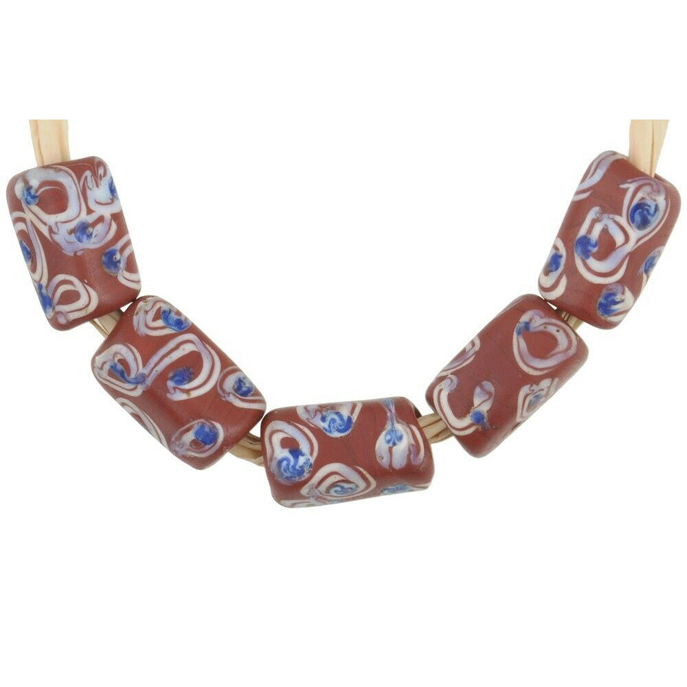 Old African Trade Beads Rectangular Brick Eye Venetian Glass Beads Ghana Trade
