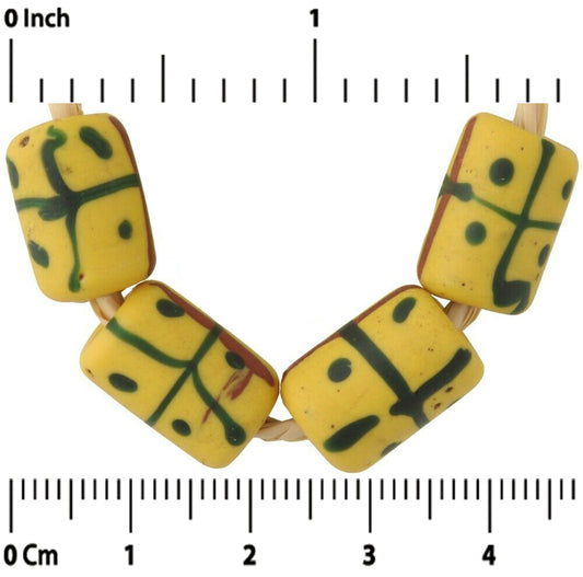 Old African Trade Beads Yellow Eye Venetian Wound Glass Beads Fancy Lampwork - alternate view
