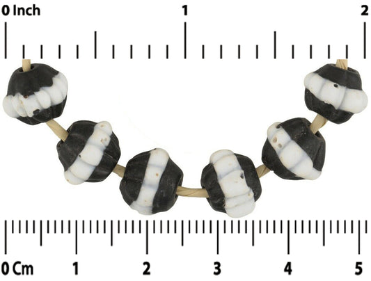 Antique Dog Tooth Venetian Lampwork Glass Trade Beads - 9-10Mm - alternate view