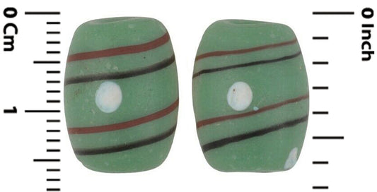 Antique Green Eye Fancy Venetian Lampwork Trade Beads, 15X11Mm - alternate view