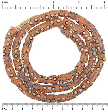 Handmade Ghana Fancy Powder Glass Beads - West Africa - close-up