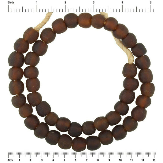 Authentic Bottletranslucent Powder Glass Beads - 12-13Mm, Ghana