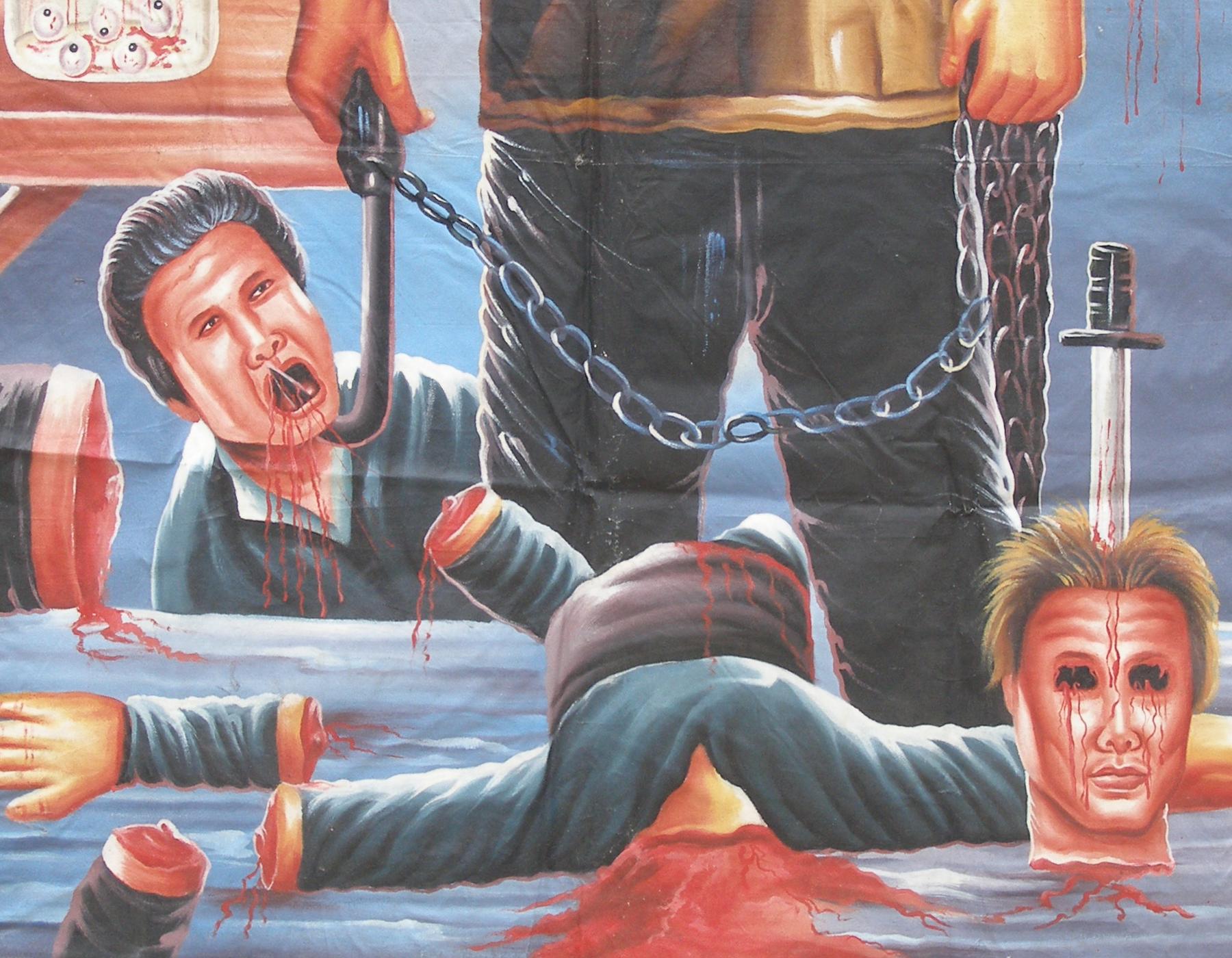 See No Evil - Original Ghana Hand-Painted Horror Movie Poster - close-up