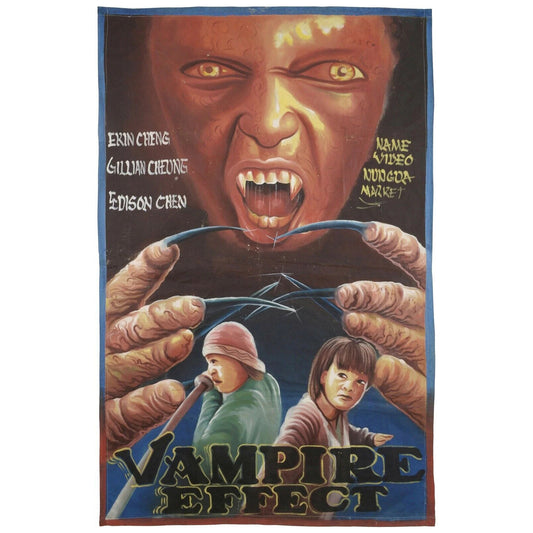 Vampire Effect - Authentic Hand-Painted Movie Poster From Ghana - Cynthia Rothrock and Donnie Yen action scene