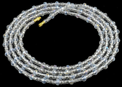 Screw clasp Clear Crystal African Waist Beads - Handmade Beaded Body Jewelry