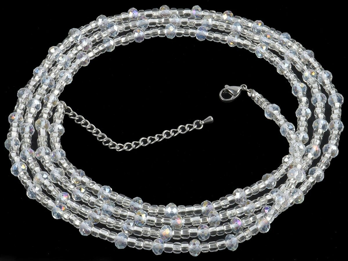 Extension chain Clear Crystal African Waist Beads - Handmade Beaded Body Jewelry