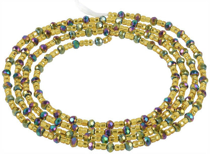 Tie on Iridescent Gold-Lined African Waist Beads – Handmade Body Jewelry