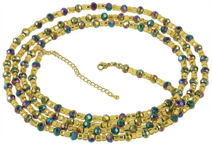 Extension Chain Iridescent Gold-Lined African Waist Beads – Handmade Body Jewelry