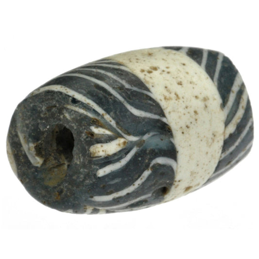 Antique Islamic Banded Folded Glass Bead - Fustat Trade Bead