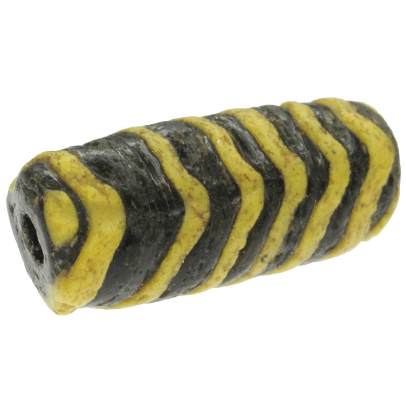 Rare Black & Yellow Fustat Islamic Glass Bead - 1200 Ad