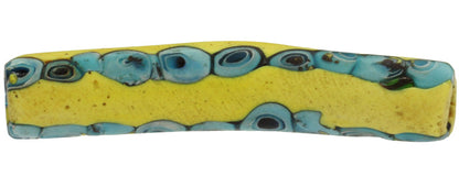 Antique Venetian Elbow Millefiori African Trade Bead, 75X13Mm Mosaic Glass - zoomed-in detail