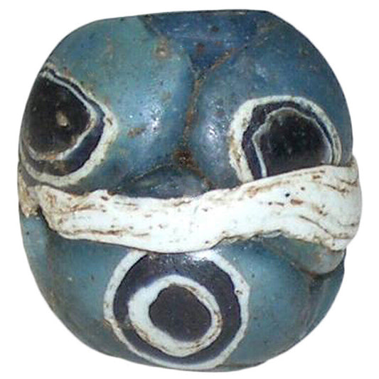 Rare 12Th Century Fustat Mosaic Glass Bead - Banded Islamic Bead