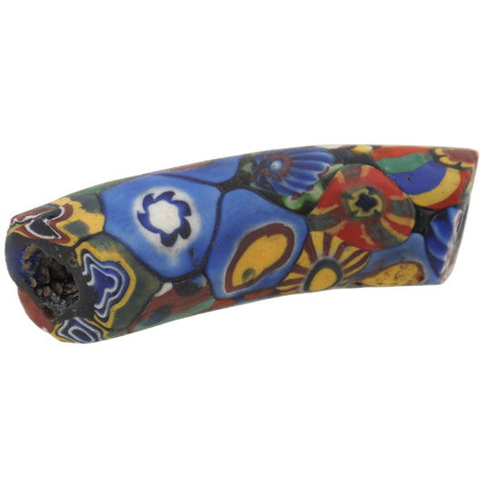 Rare Large Antique Elbow Venetian Millefiori Mosaic Trade Bead, 44Mm