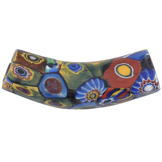 Rare Antique Large Elbow Venetian Millefiori Mosaic Trade Bead - African Trade