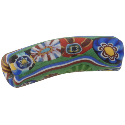 Rare Venetian Multimurrine Elbow Millefiori Bead, Antique African Trade Glass