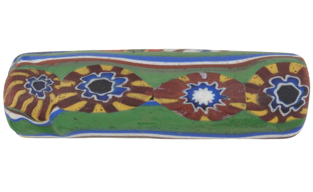 Rare Venetian Multimurrine Elbow Millefiori Bead, Antique African Trade Glass - alternate view