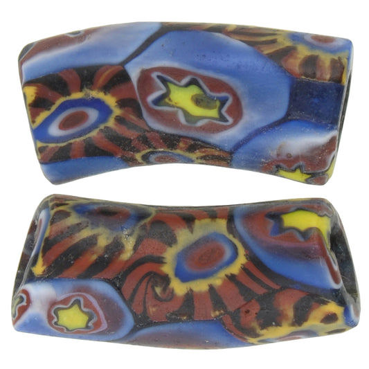 Rare Antique Venetian Millefiori Elbow Beads - African Trade Pair