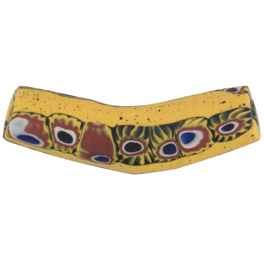 Antique Large Elbow Venetian Millefiori Mosaic Glass Trade Bead, 50Mm