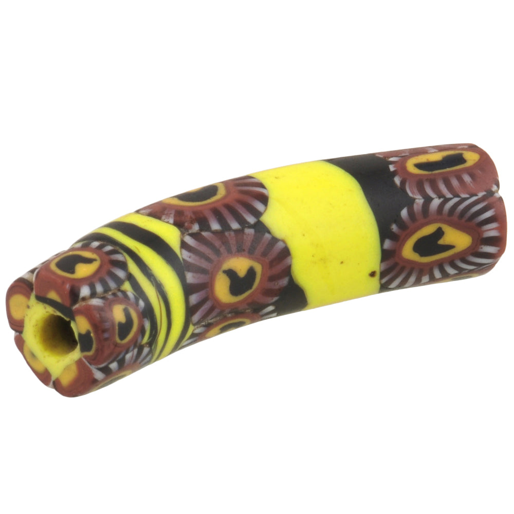 Rare Antique Murano Bird Millefiori Mosaic Glass Trade Bead 32X8Mm