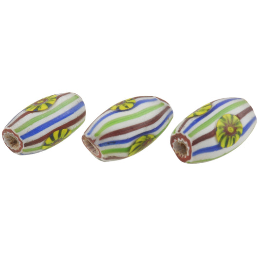 Rare 4-Layer Venetian Chevron Beads With Inserted Murrine 13Mm