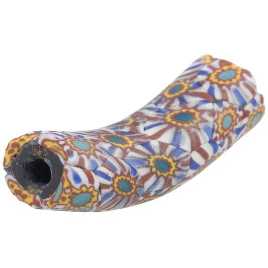 Rare Antique Surfboard-Shaped Venetian Millefiori Mosaic Trade Bead - 36Mm