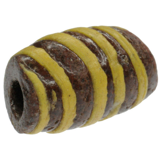 Rare Brown & Yellow Antique Islamic Glass Trade Bead - Fustat 1200 Ad