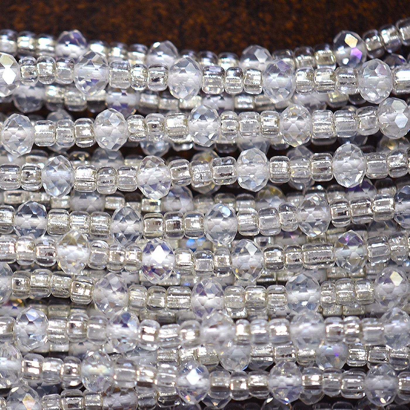 Clear Crystal African Waist Beads - Handmade Beaded Body Jewelry  Close up