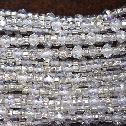 Clear Crystal African Waist Beads - Handmade Beaded Body Jewelry  Close up